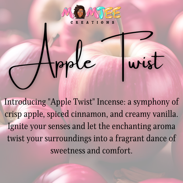 Handcrafted Apple Twist scented incense sticks by MomTee Creations.