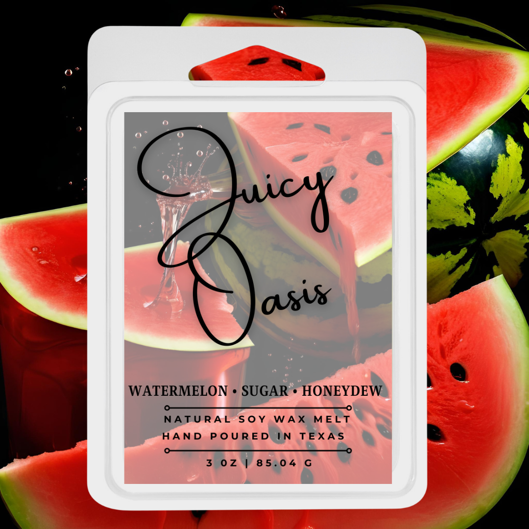 Handcrafted 3oz Juicy Oasis scented wax melt by MomTee Creations