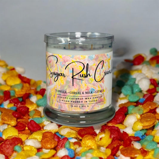 Handcrafted 11oz Sugar Rush Crunch scented candle by MomTee Creations